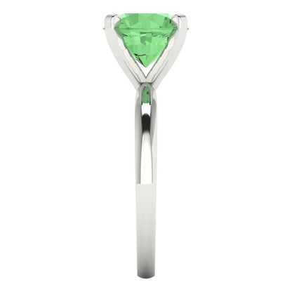 3 cttw Zirconia Simulated Green Diamond Solitaire  Engagement Ring - Solid Gold (VVS1, Round Cut,9mm)