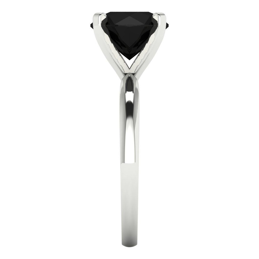 3 cttw Natural Onyx Solitaire  Engagement Ring - Solid Gold (Round Cut,9mm)