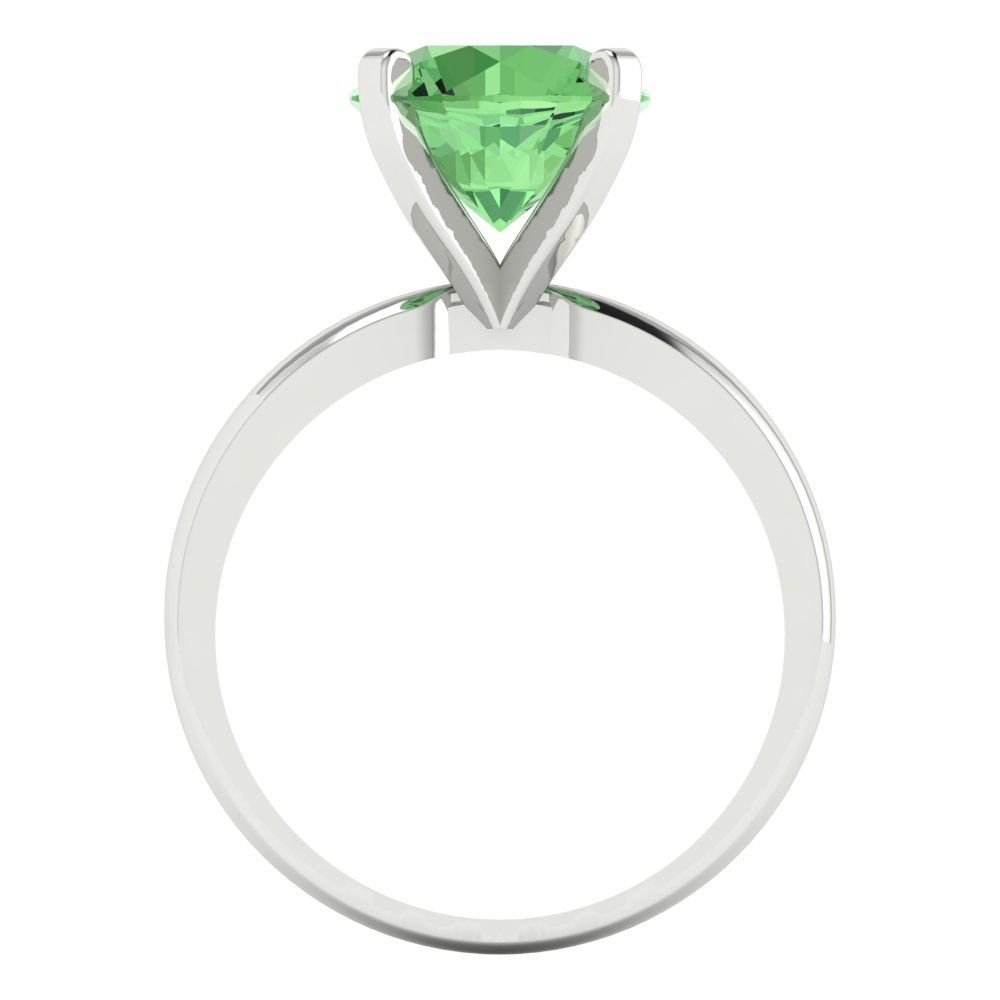3 cttw Zirconia Simulated Green Diamond Solitaire  Engagement Ring - Solid Gold (VVS1, Round Cut,9mm)