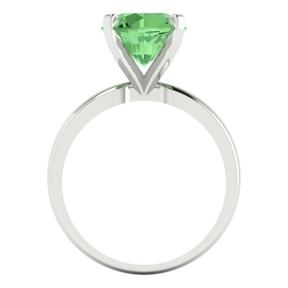 3 cttw Zirconia Simulated Green Diamond Solitaire  Engagement Ring - Solid Gold (VVS1, Round Cut,9mm)