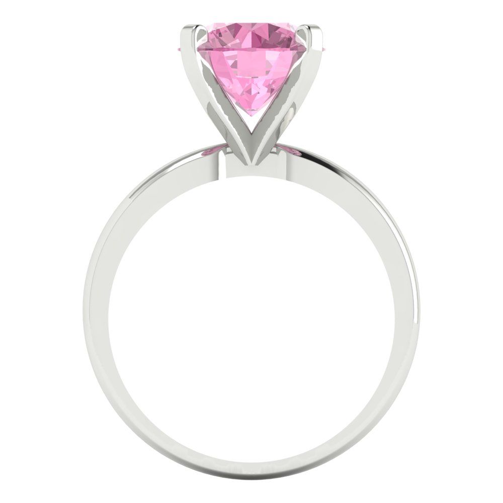 3 cttw Zirconia Simulated Pink Diamond Solitaire  Engagement Ring - Solid Gold (VVS1, Round Cut,9mm)