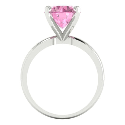 3 cttw Zirconia Simulated Pink Diamond Solitaire  Engagement Ring - Solid Gold (VVS1, Round Cut,9mm)