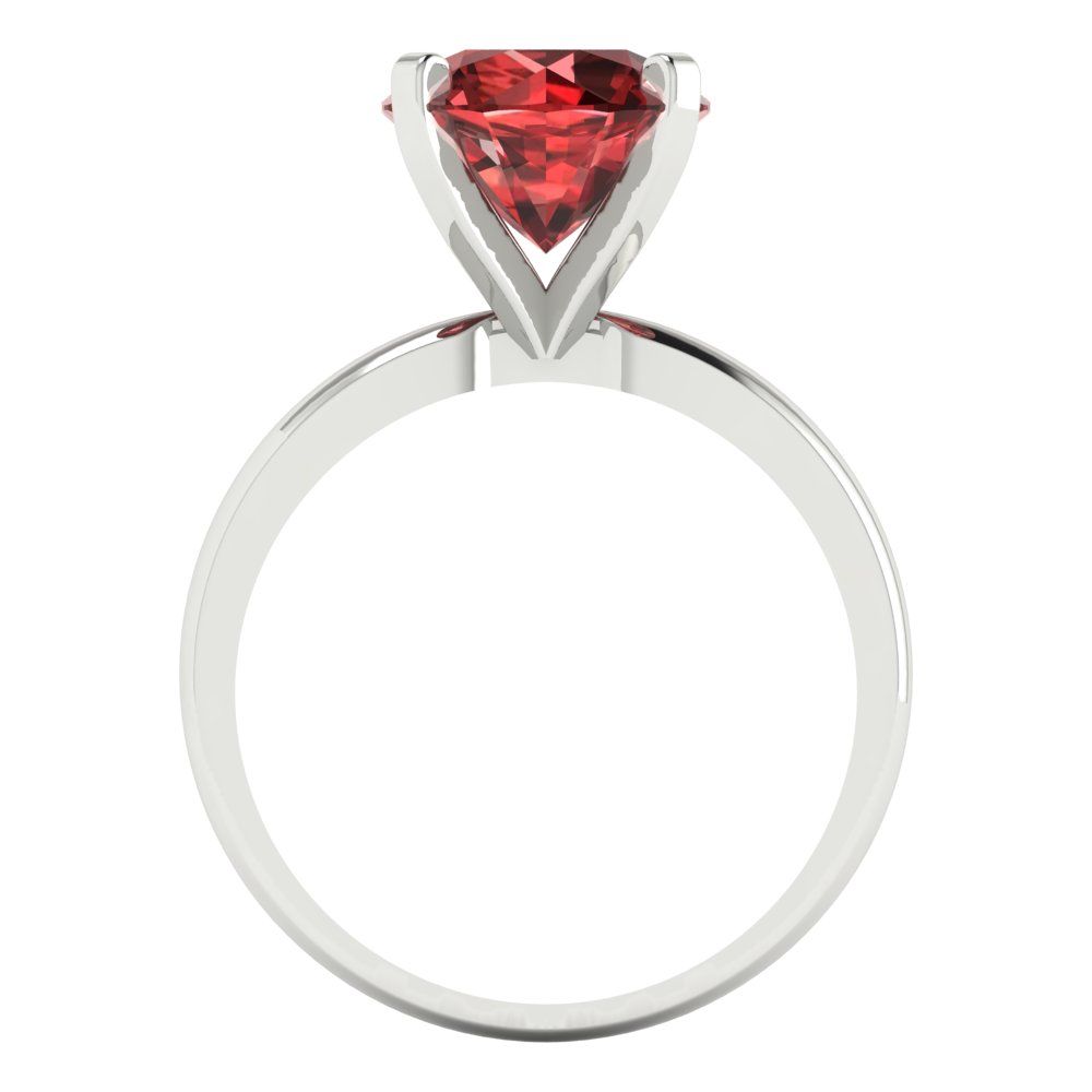 3 cttw Natural Garnet Solitaire  Engagement Ring - Solid Gold (Round Cut,9mm)