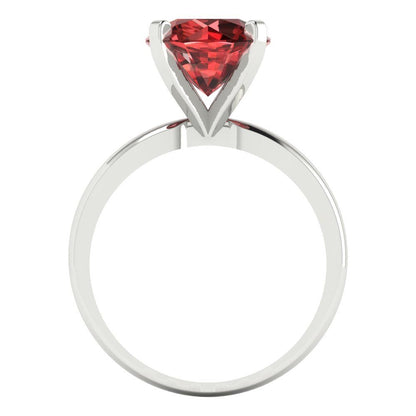 3 cttw Natural Garnet Solitaire  Engagement Ring - Solid Gold (Round Cut,9mm)