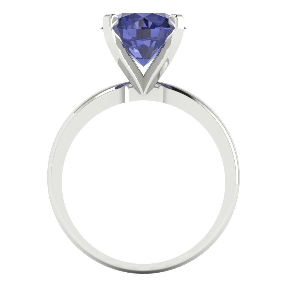 3 cttw Simulated Tanzanite Solitaire  Engagement Ring - Solid Gold (Round Cut,9mm)