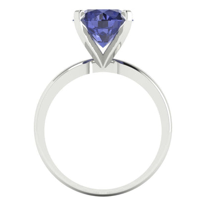 3 cttw Simulated Tanzanite Solitaire  Engagement Ring - Solid Gold (Round Cut,9mm)
