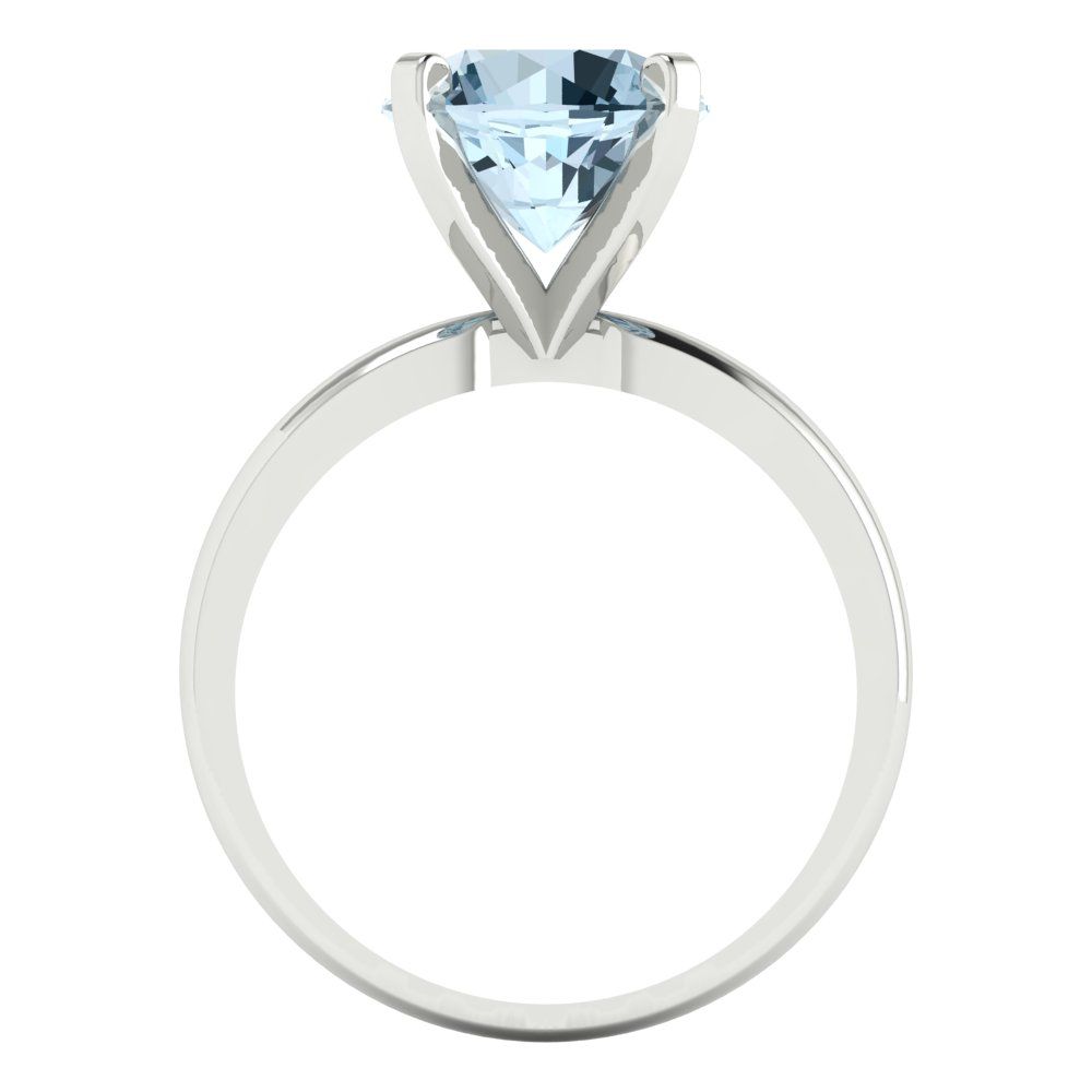 3 cttw Natural Aquamarine Solitaire  Engagement Ring - Solid Gold (Round Cut,9mm)