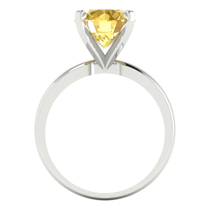 3 cttw Zirconia Simulated Yellow Diamond Solitaire  Engagement Ring - Solid Gold (VVS1, Round Cut,9mm)