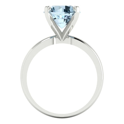 3 cttw Zirconia Simulated Blue Diamond Solitaire  Engagement Ring - Solid Gold (VVS1, Round Cut,9mm)