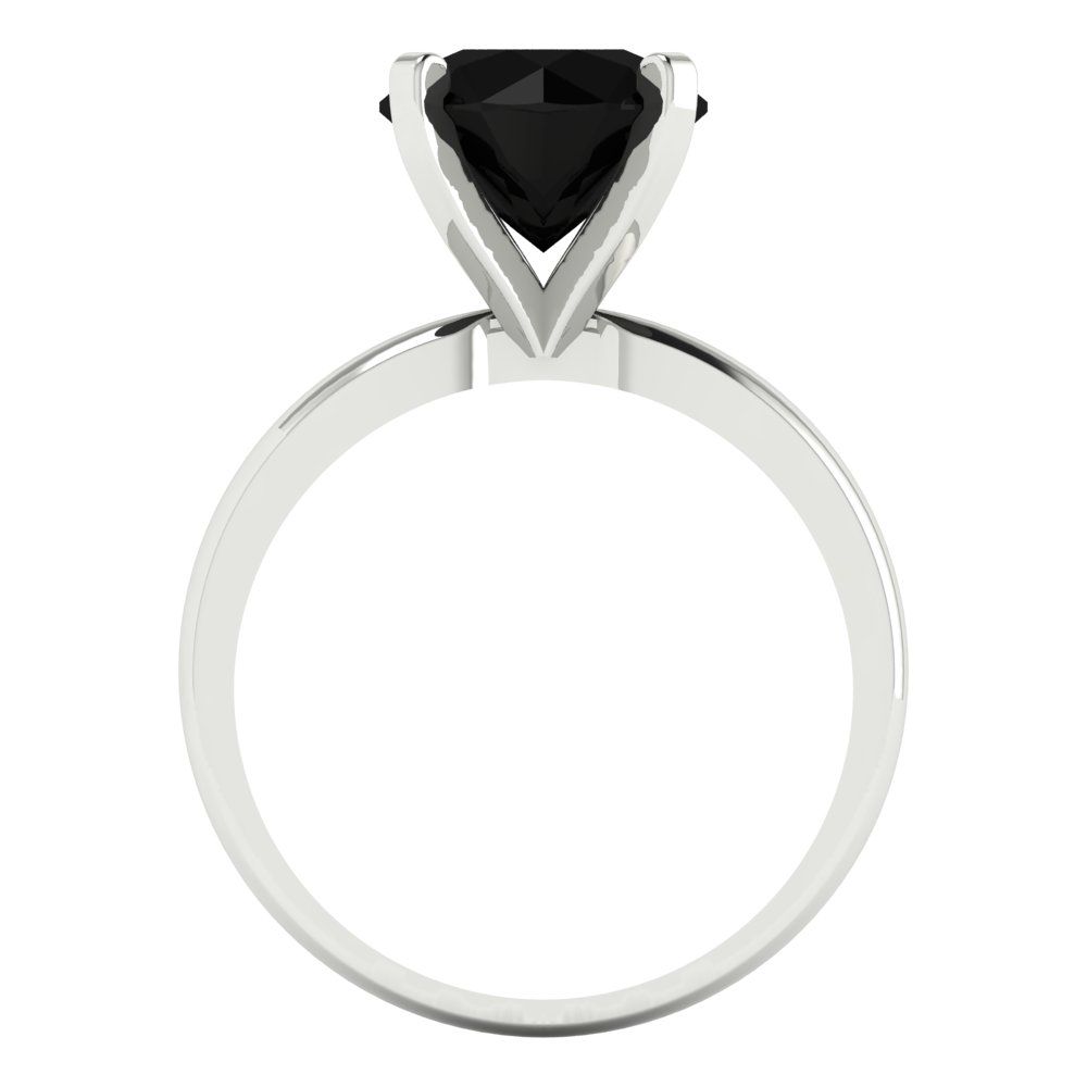 3 cttw Natural Onyx Solitaire  Engagement Ring - Solid Gold (Round Cut,9mm)