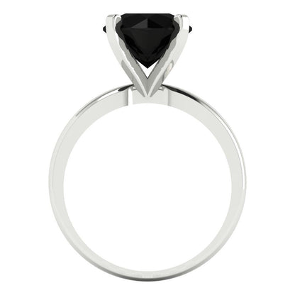 3 cttw Natural Onyx Solitaire  Engagement Ring - Solid Gold (Round Cut,9mm)