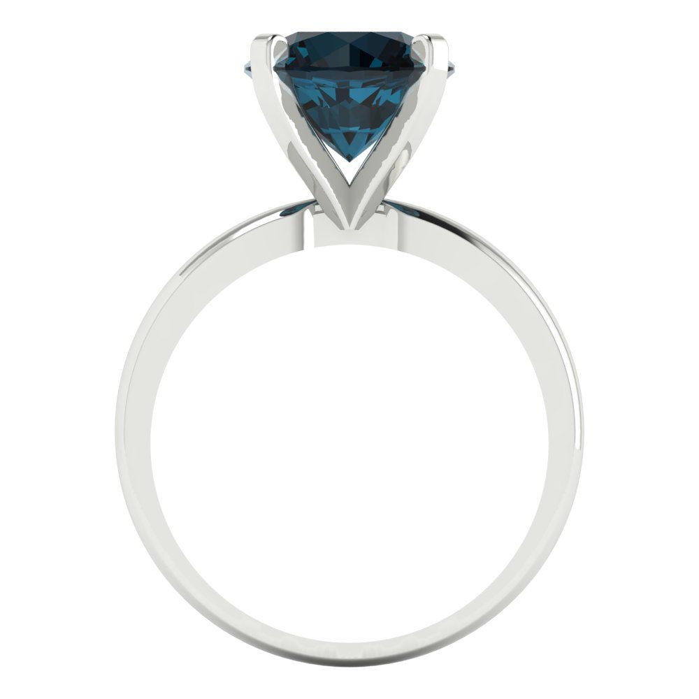 3 cttw Natural London Blue Topaz Solitaire  Engagement Ring - Solid Gold (Round Cut,9mm)