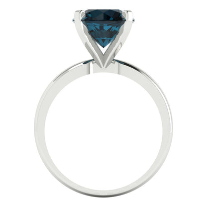 3 cttw Natural London Blue Topaz Solitaire  Engagement Ring - Solid Gold (Round Cut,9mm)