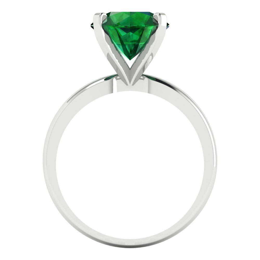 3 cttw Simulated Emerald Solitaire  Engagement Ring - Solid Gold (Round Cut,9mm)
