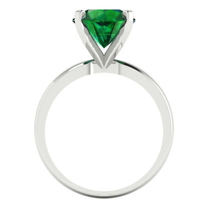 3 cttw Simulated Emerald Solitaire  Engagement Ring - Solid Gold (Round Cut,9mm)