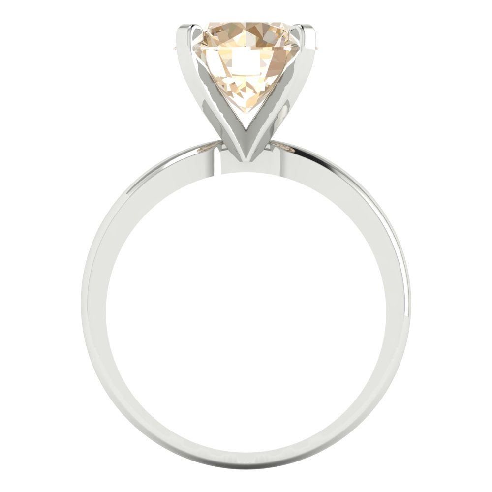 3 cttw Natural Morganite Solitaire  Engagement Ring - Solid Gold (Round Cut,9mm)