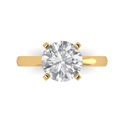 3 cttw Zirconia Simulated Diamond Solitaire  Engagement Ring - Solid Gold (VVS1, Round Cut,9mm)