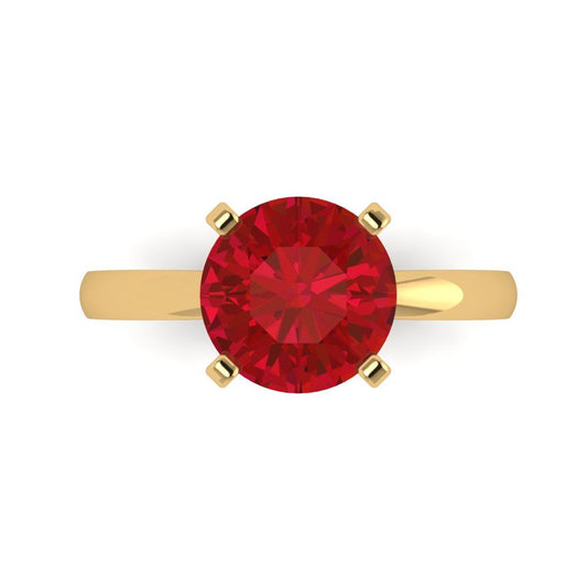 3 cttw Simulated Pink Tourmaline Solitaire  Engagement Ring - Solid Yellow Gold (VVS1, Round Cut,9mm)