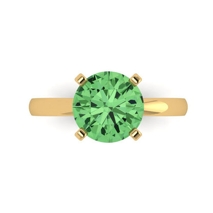 3 cttw Zirconia Simulated Green Diamond Solitaire  Engagement Ring - Solid Gold (VVS1, Round Cut,9mm)