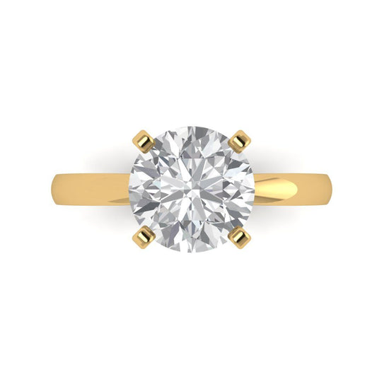 3 cttw Moissanite Solitaire  Engagement Ring - Solid Yellow Gold (VVS1, Round Cut,9mm)
