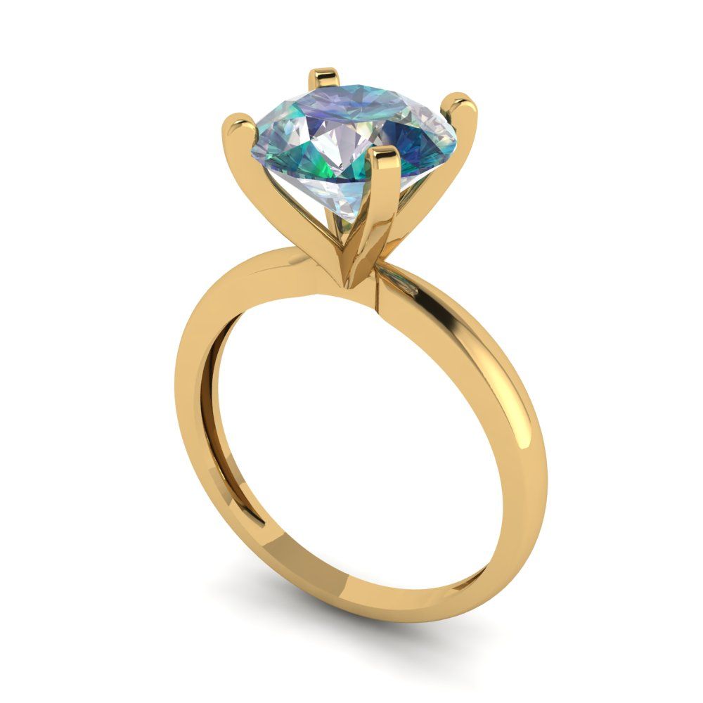 3 cttw Blue Moissanite Solitaire  Engagement Ring - Solid Gold (Round Cut,9mm)