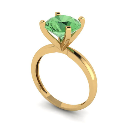 3 cttw Zirconia Simulated Green Diamond Solitaire  Engagement Ring - Solid Gold (VVS1, Round Cut,9mm)