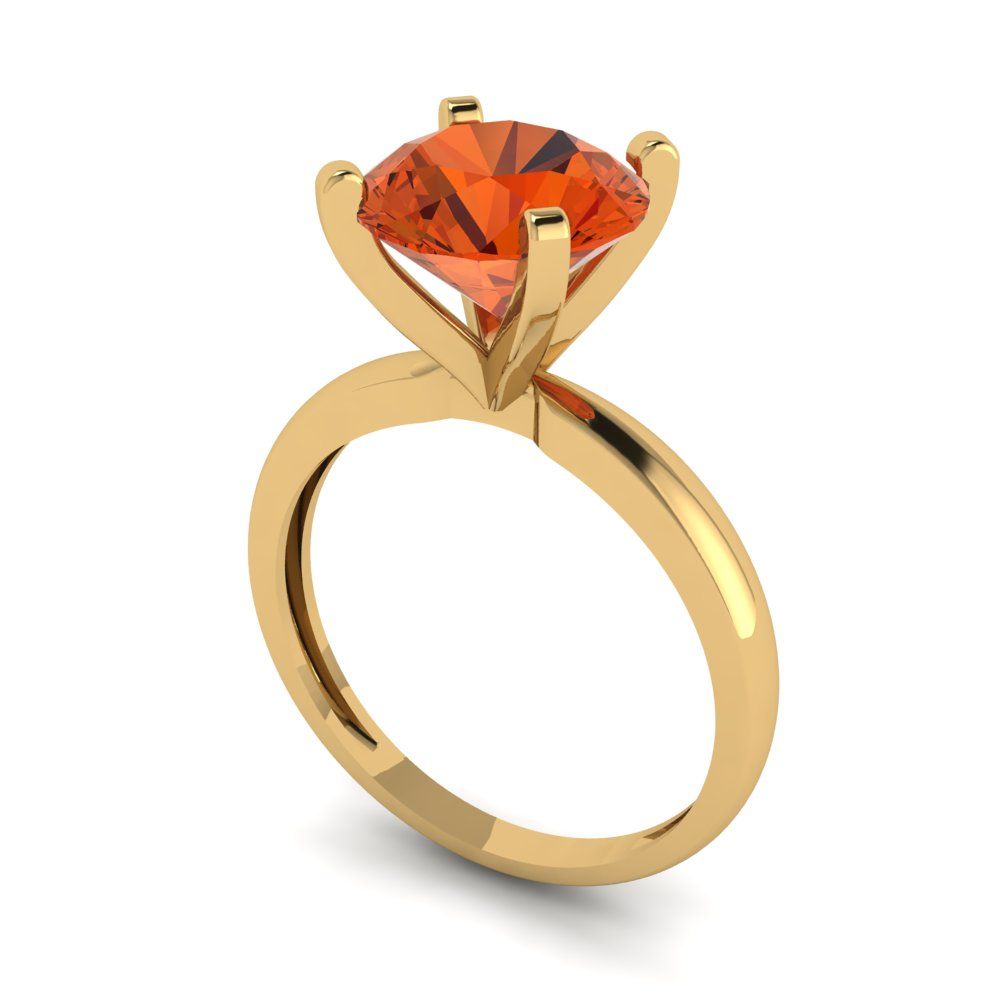 3 cttw Zirconia Simulated Red Diamond Solitaire  Engagement Ring - Solid Gold (VVS1, Round Cut,9mm)