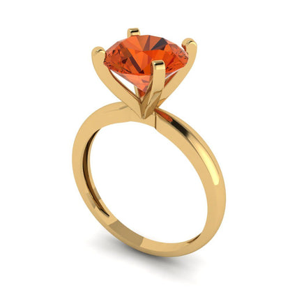 3 cttw Zirconia Simulated Red Diamond Solitaire  Engagement Ring - Solid Gold (VVS1, Round Cut,9mm)