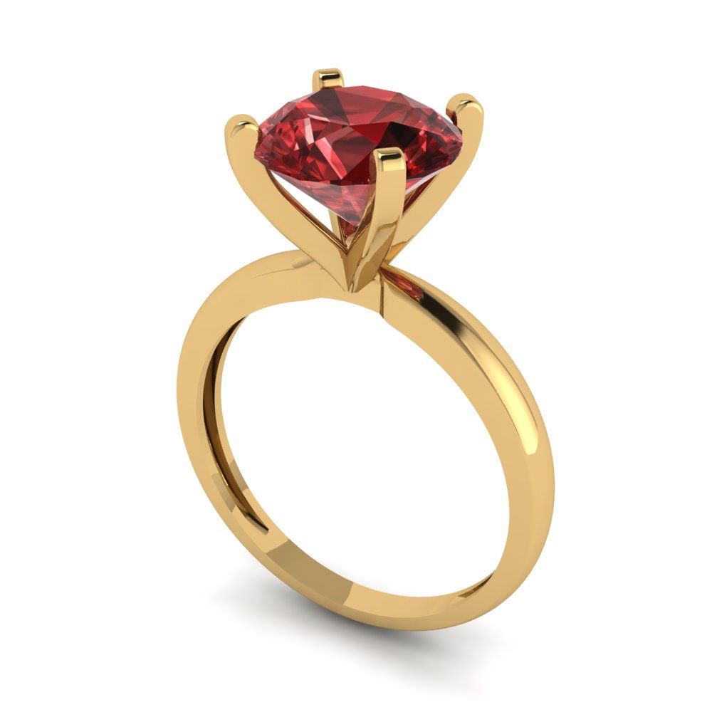 3 cttw Natural Garnet Solitaire  Engagement Ring - Solid Gold (Round Cut,9mm)