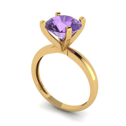 3 cttw Simulated Alexandrite Solitaire  Engagement Ring - Solid Gold (Round Cut,9mm)