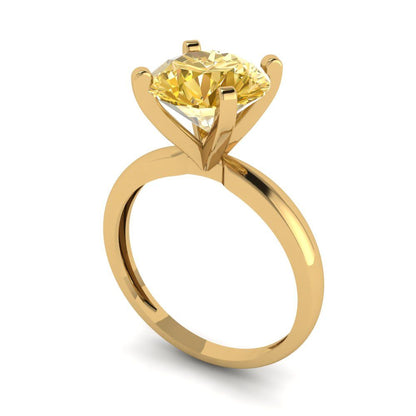3 cttw Yellow Moissanite Solitaire  Engagement Ring - Solid Gold (Round Cut,9mm)