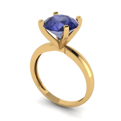 3 cttw Simulated Tanzanite Solitaire  Engagement Ring - Solid Gold (Round Cut,9mm)
