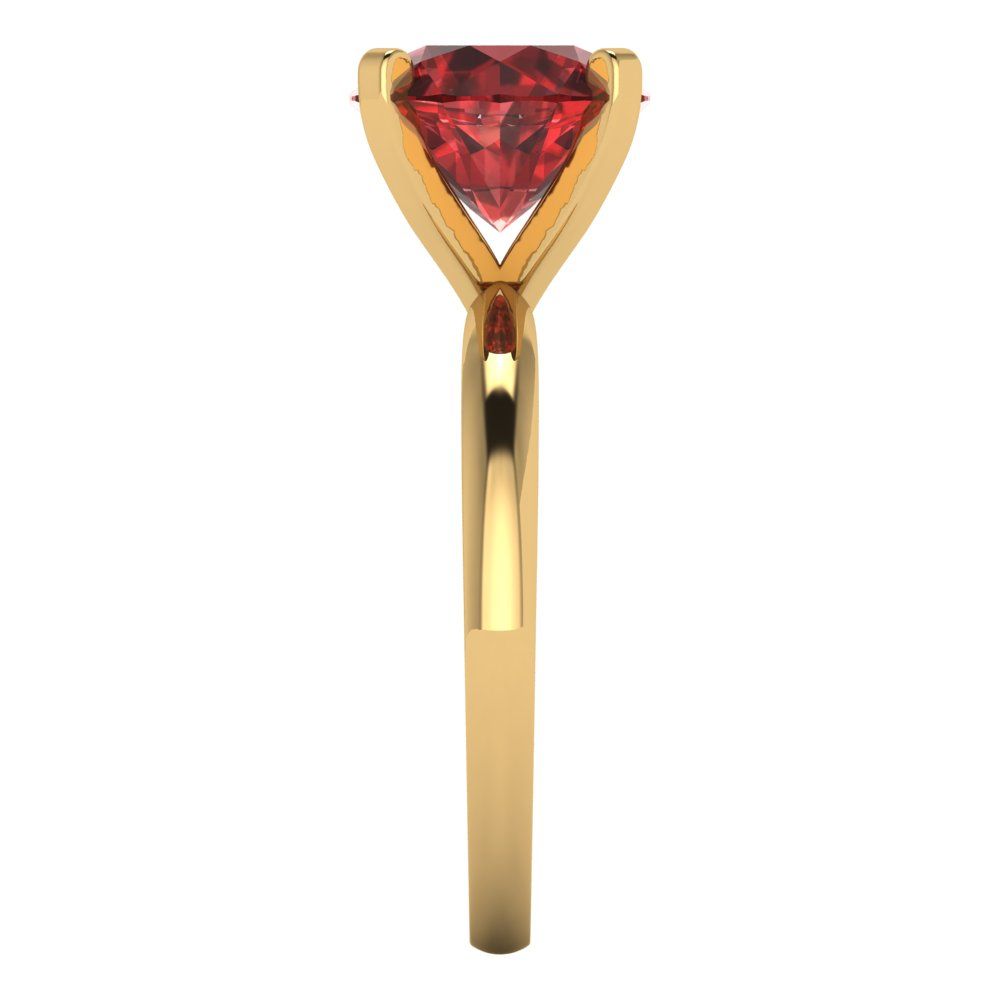 3 cttw Natural Garnet Solitaire  Engagement Ring - Solid Gold (Round Cut,9mm)