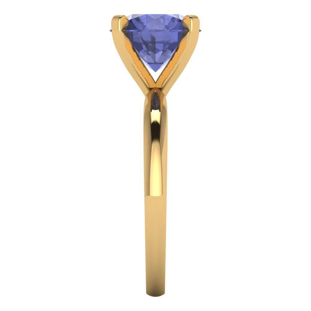 3 cttw Simulated Tanzanite Solitaire  Engagement Ring - Solid Gold (Round Cut,9mm)