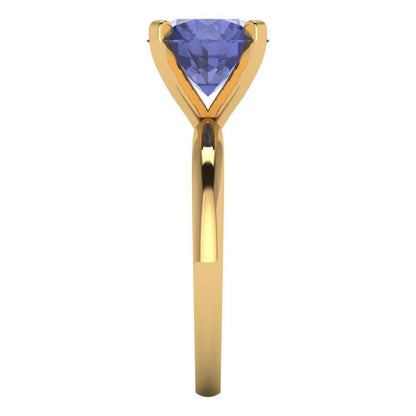 3 cttw Simulated Tanzanite Solitaire  Engagement Ring - Solid Gold (Round Cut,9mm)