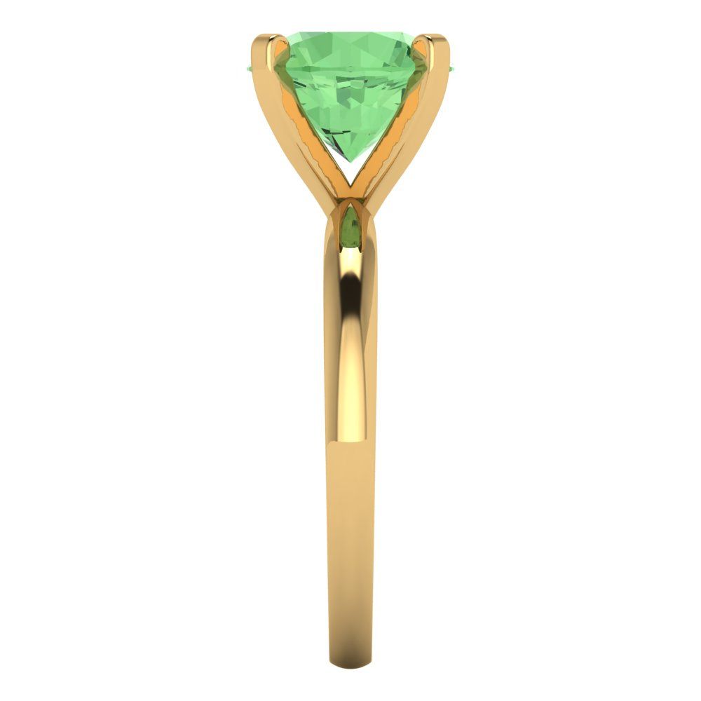 3 cttw Zirconia Simulated Green Diamond Solitaire  Engagement Ring - Solid Gold (VVS1, Round Cut,9mm)