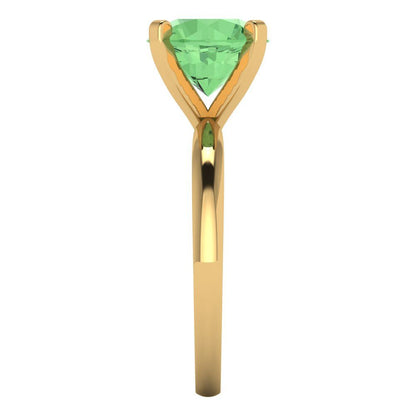 3 cttw Zirconia Simulated Green Diamond Solitaire  Engagement Ring - Solid Gold (VVS1, Round Cut,9mm)