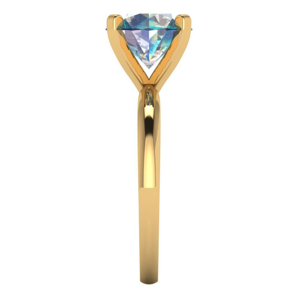 3 cttw Blue Moissanite Solitaire  Engagement Ring - Solid Gold (Round Cut,9mm)