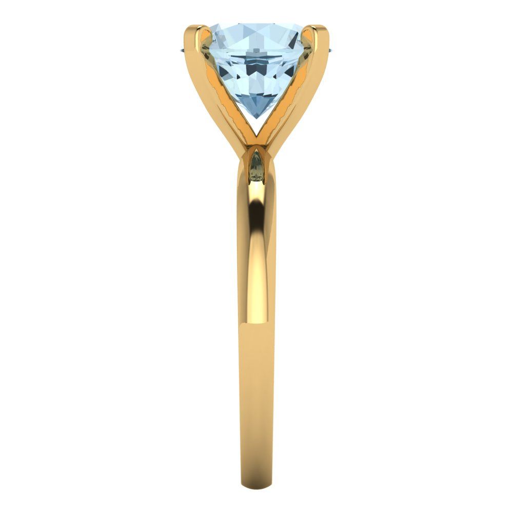 3 cttw Zirconia Simulated Blue Diamond Solitaire  Engagement Ring - Solid Gold (VVS1, Round Cut,9mm)