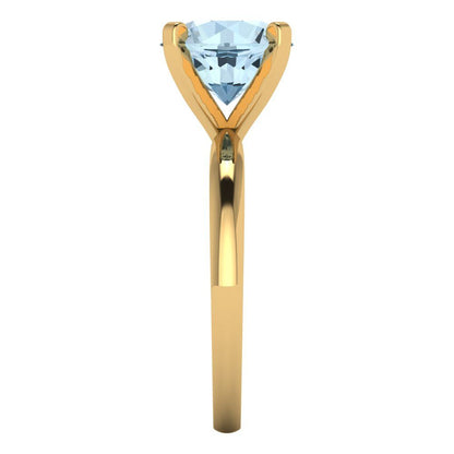 3 cttw Natural Swiss Blue Topaz Solitaire  Engagement Ring - Solid Gold (Round Cut,9mm)