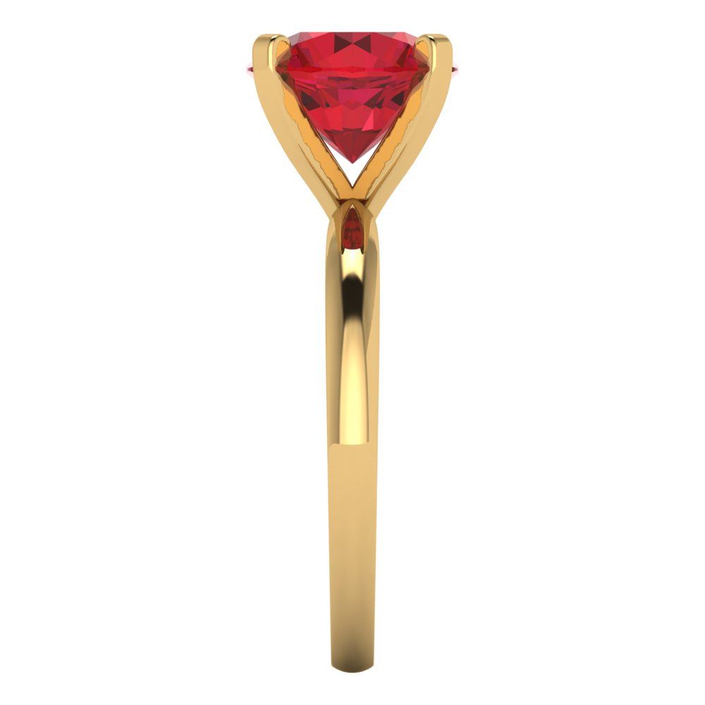 3 cttw Simulated Ruby Solitaire  Engagement Ring - Solid Gold (Round Cut,9mm)