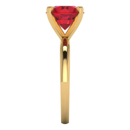 3 cttw Simulated Ruby Solitaire  Engagement Ring - Solid Gold (Round Cut,9mm)