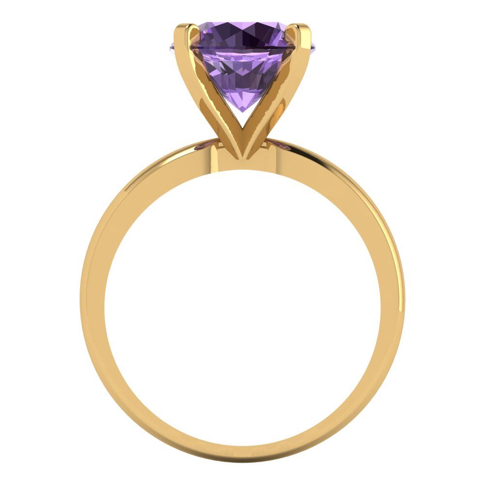 3 cttw Simulated Alexandrite Solitaire  Engagement Ring - Solid Gold (Round Cut,9mm)