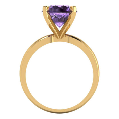 3 cttw Simulated Alexandrite Solitaire  Engagement Ring - Solid Gold (Round Cut,9mm)