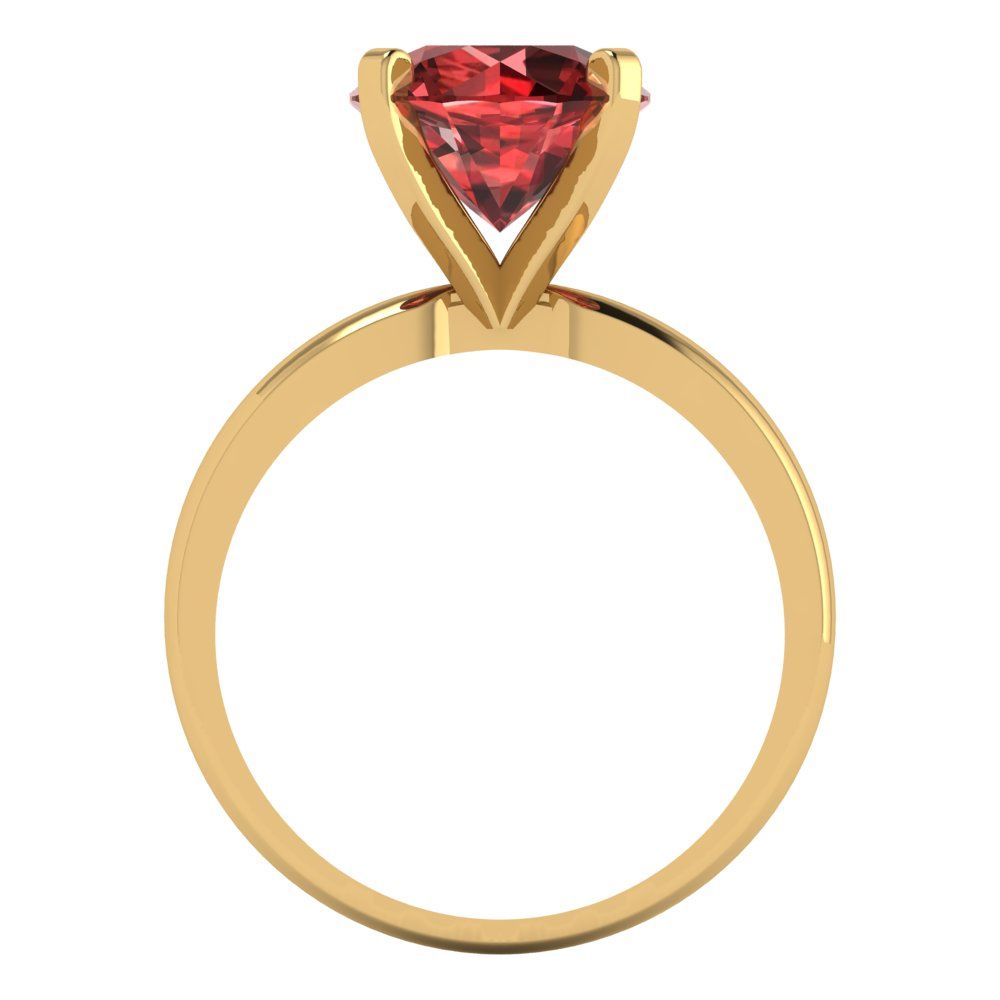 3 cttw Natural Garnet Solitaire  Engagement Ring - Solid Gold (Round Cut,9mm)