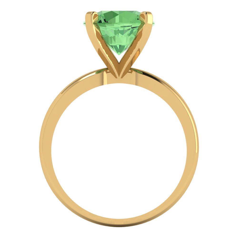 3 cttw Zirconia Simulated Green Diamond Solitaire  Engagement Ring - Solid Gold (VVS1, Round Cut,9mm)