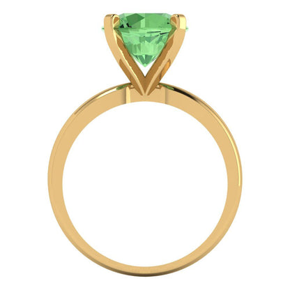 3 cttw Zirconia Simulated Green Diamond Solitaire  Engagement Ring - Solid Gold (VVS1, Round Cut,9mm)