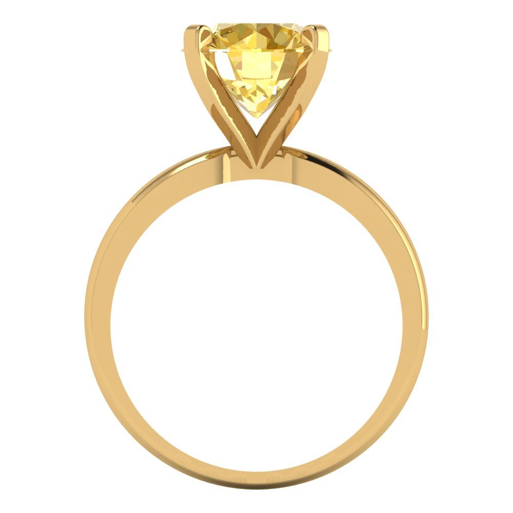 3 cttw Zirconia Simulated Yellow Diamond Solitaire  Engagement Ring - Solid Gold (VVS1, Round Cut,9mm)
