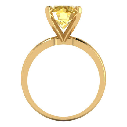 3 cttw Zirconia Simulated Yellow Diamond Solitaire  Engagement Ring - Solid Gold (VVS1, Round Cut,9mm)