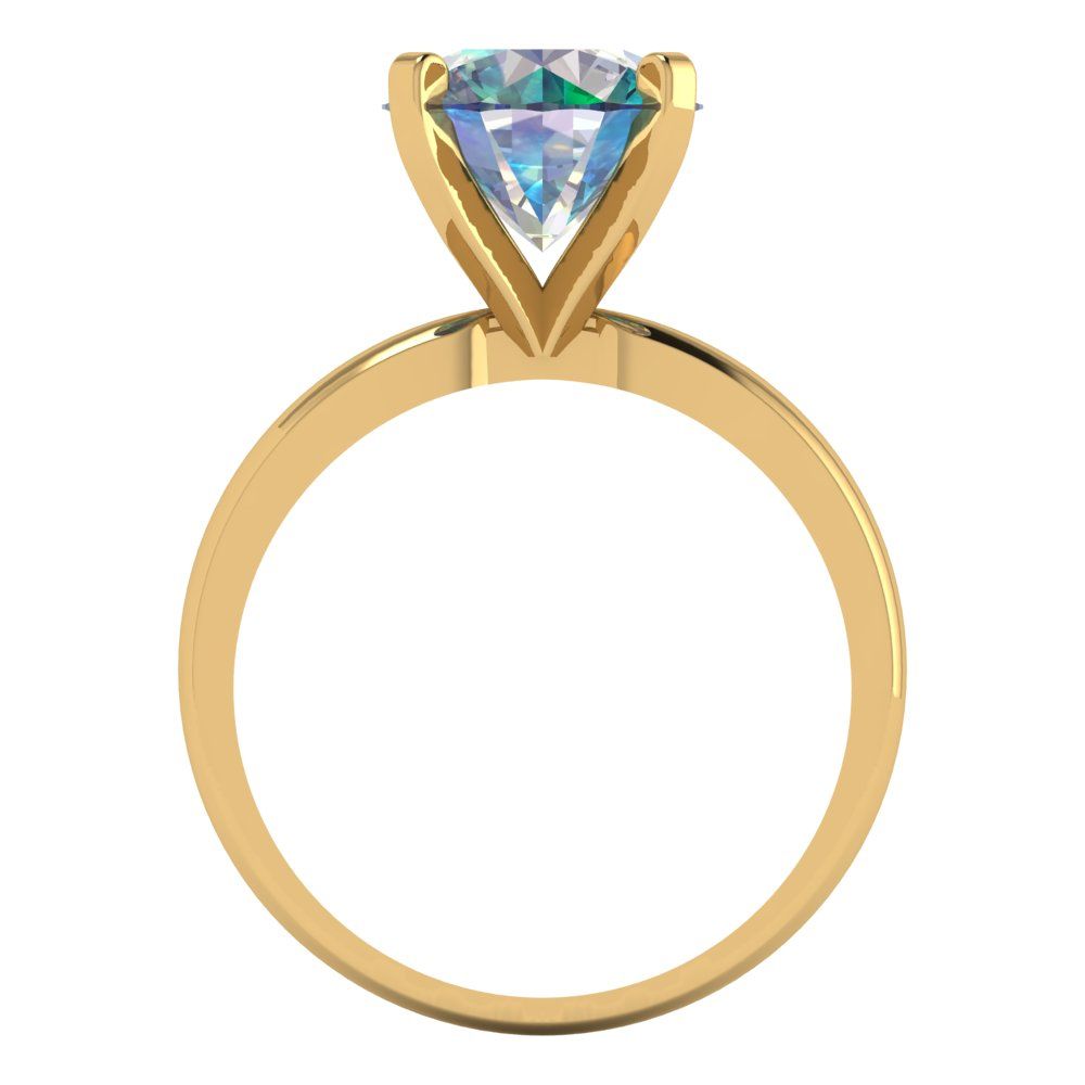 3 cttw Blue Moissanite Solitaire  Engagement Ring - Solid Gold (Round Cut,9mm)